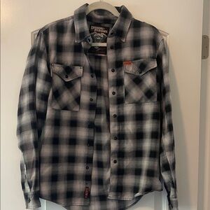DIXXON Black and Gray Plaid Flannel Shirt